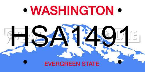 HSA1491 Washington License Plate