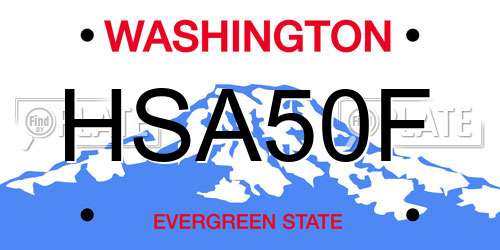 HSA50F Washington License Plate