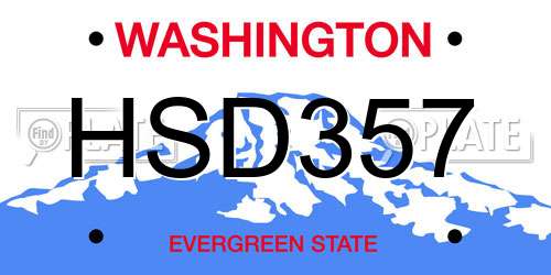 HSD357 Washington License Plate