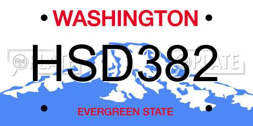 HSD382 Washington License Plate