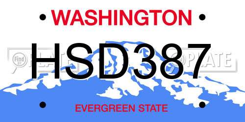 HSD387 Washington License Plate