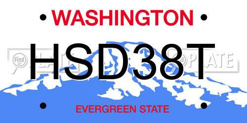 HSD38T Washington License Plate
