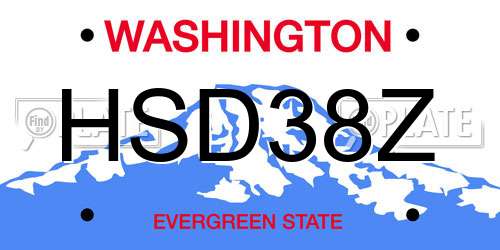 HSD38Z Washington License Plate