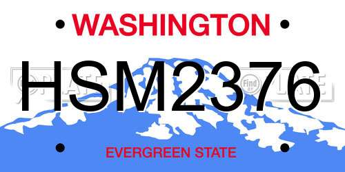 HSM2376 Washington License Plate