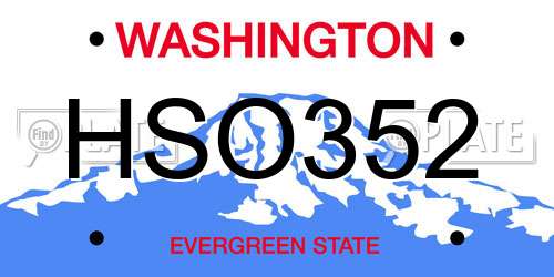 HSO352 Washington License Plate