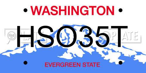 HSO35T Washington License Plate