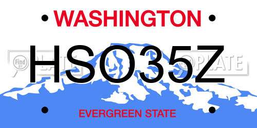 HSO35Z Washington License Plate