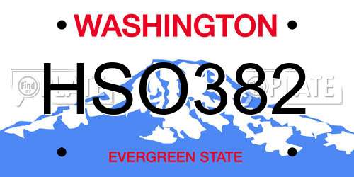 HSO382 Washington License Plate