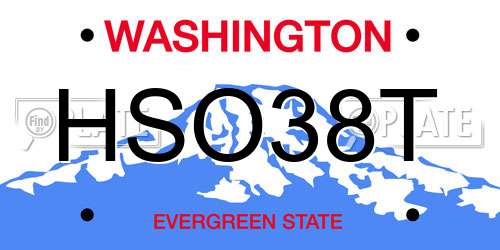 HSO38T Washington License Plate