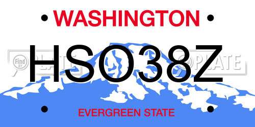 HSO38Z Washington License Plate