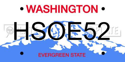 HSOE52 Washington License Plate