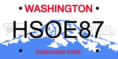 HSOE87 Washington License Plate