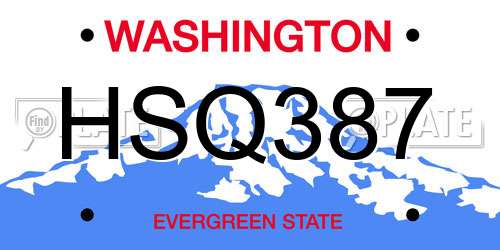 HSQ387 Washington License Plate