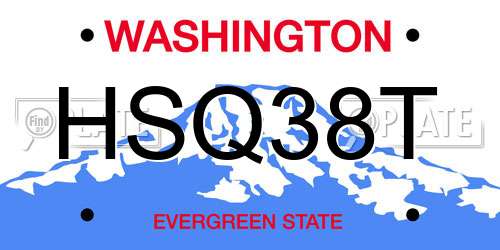 HSQ38T Washington License Plate