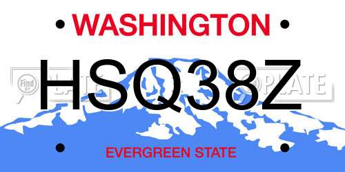 HSQ38Z Washington License Plate