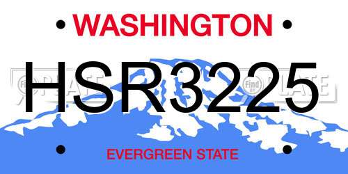 HSR3225 Washington License Plate