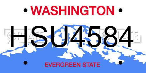 HSU4584 Washington License Plate