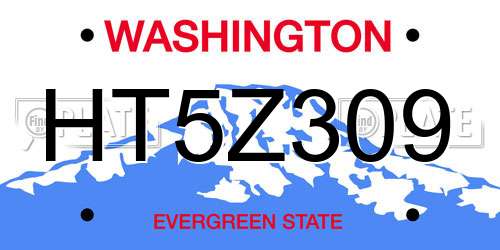 HT5Z309 Washington License Plate