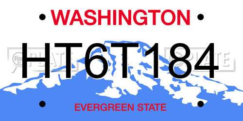 HT6T184 Washington License Plate