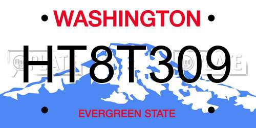 HT8T309 Washington License Plate