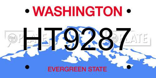 HT9287 Washington License Plate