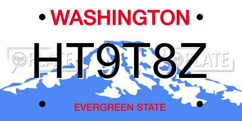 HT9T8Z Washington License Plate