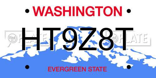 HT9Z8T Washington License Plate