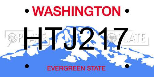 HTJ217 Washington License Plate