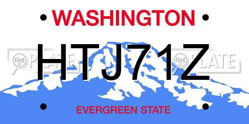 HTJ71Z Washington License Plate