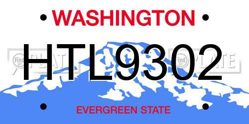 HTL9302 Washington License Plate