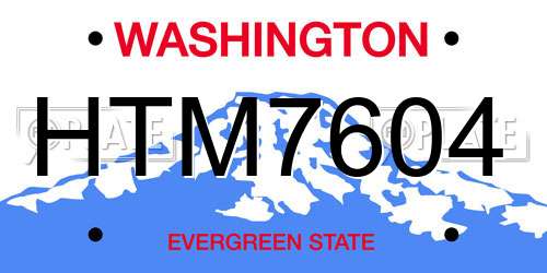 HTM7604 Washington License Plate