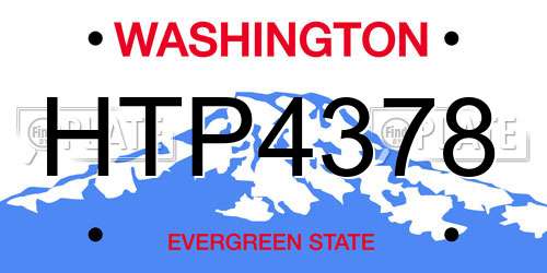 HTP4378 Washington License Plate