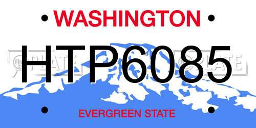 HTP6085 Washington License Plate