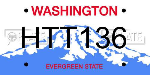 HTT136 Washington License Plate