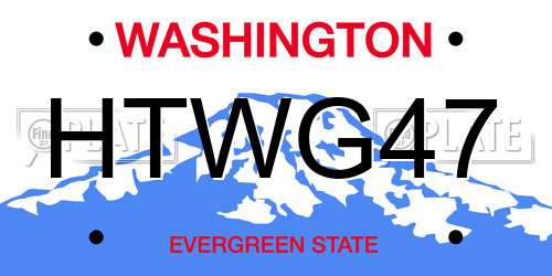 HTWG47 Washington License Plate