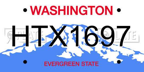 HTX1697 Washington License Plate
