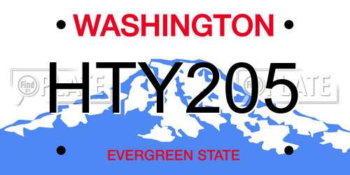 HTY205 Washington License Plate