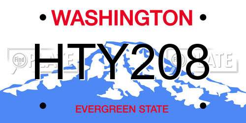 HTY208 Washington License Plate