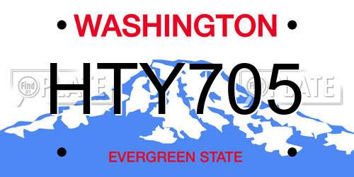 HTY705 Washington License Plate