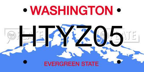 HTYZ05 Washington License Plate