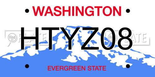 HTYZ08 Washington License Plate