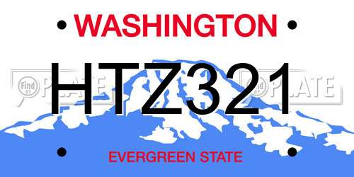 HTZ321 Washington License Plate