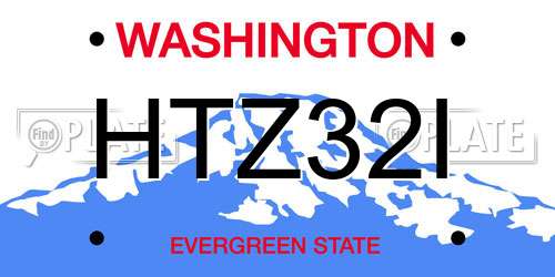 HTZ32I Washington License Plate