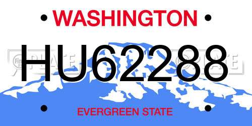 HU62288 Washington License Plate