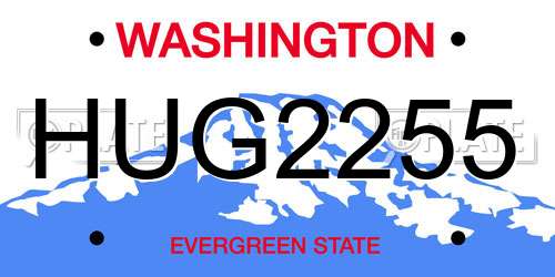 HUG2255 Washington License Plate
