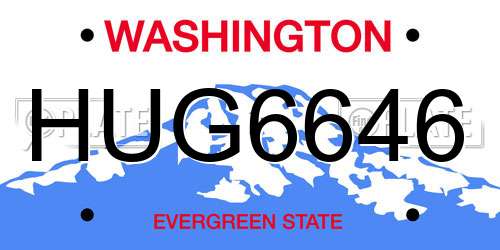 HUG6646 Washington License Plate