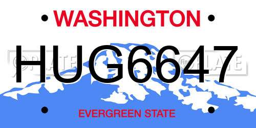 HUG6647 Washington License Plate