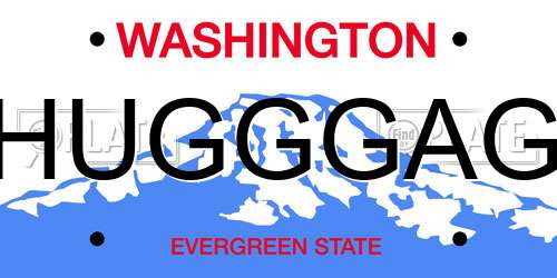HUGGGAG Washington License Plate
