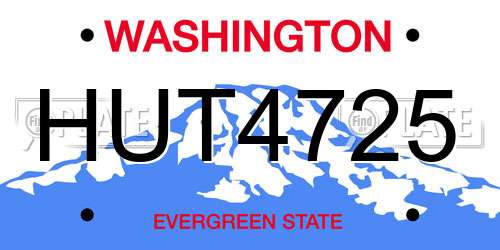 HUT4725 Washington License Plate