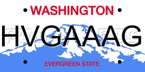 HVGAAAG Washington License Plate